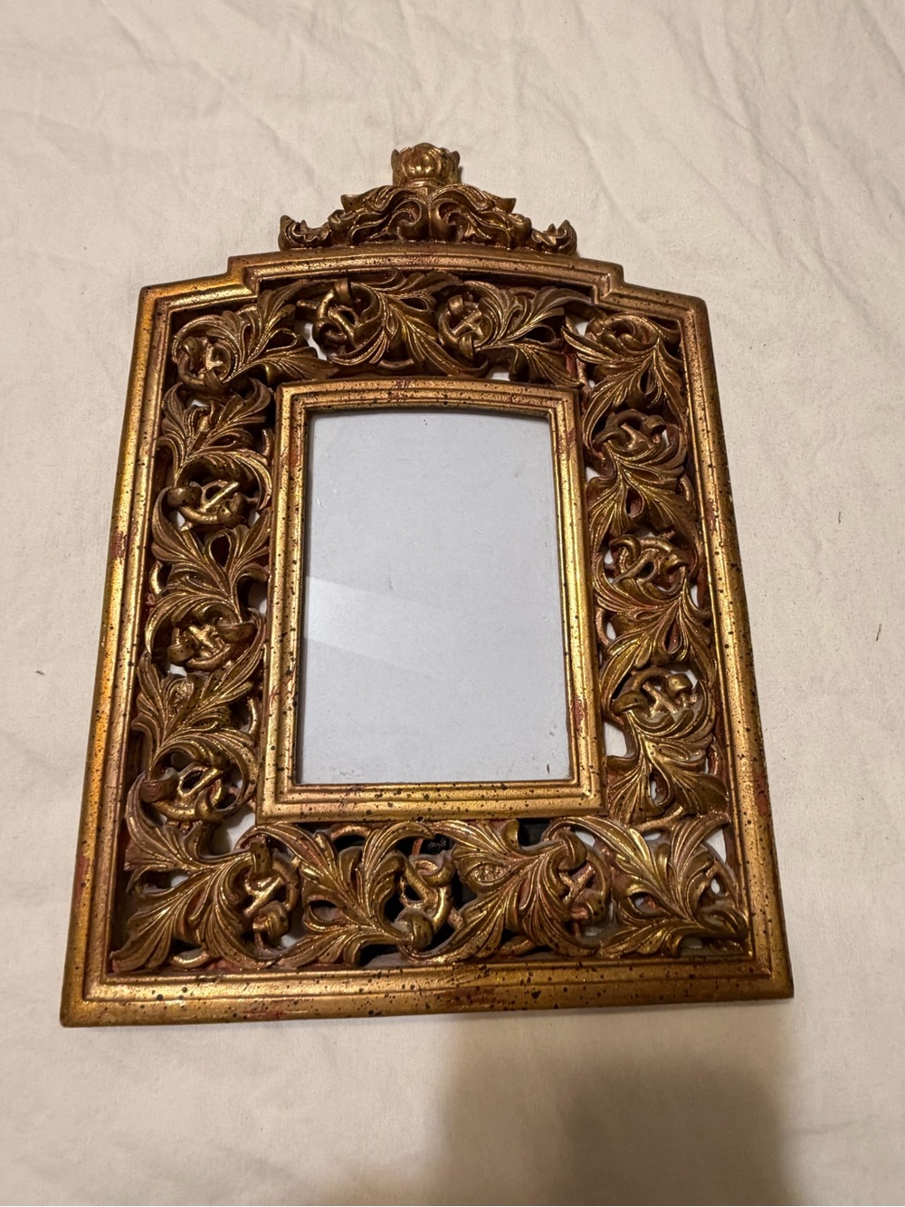 Ornate Gold Floral Carved wooden picture frame- Decorative Home Accent 3" x 5"